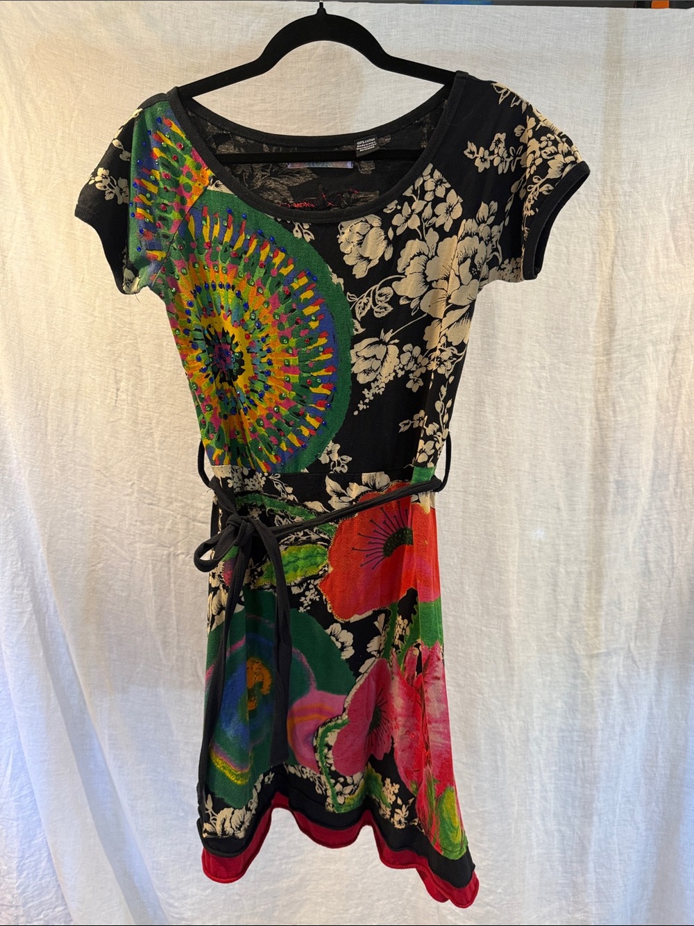 Desigual Midi Dress with Multicolor Floral & Mandala Prints size L - Picture 3 of 12